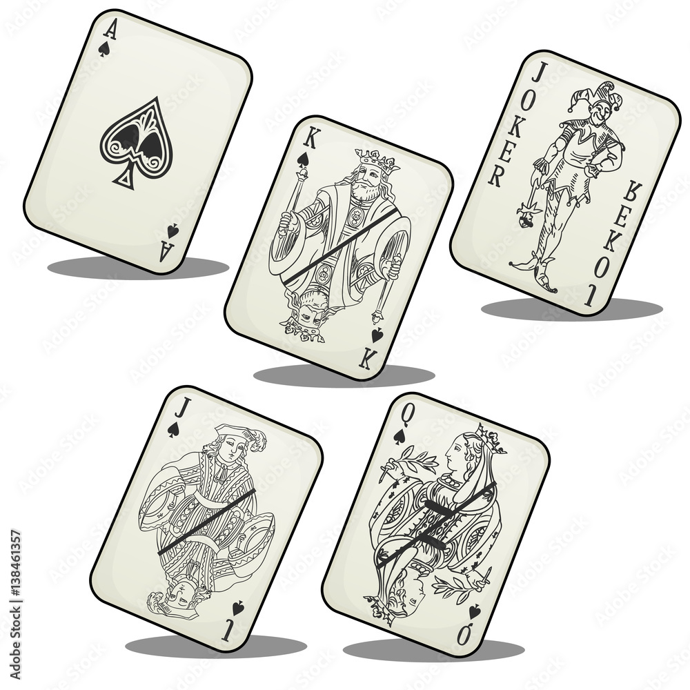 Playing cards jack queen king ace and joker Vector Image