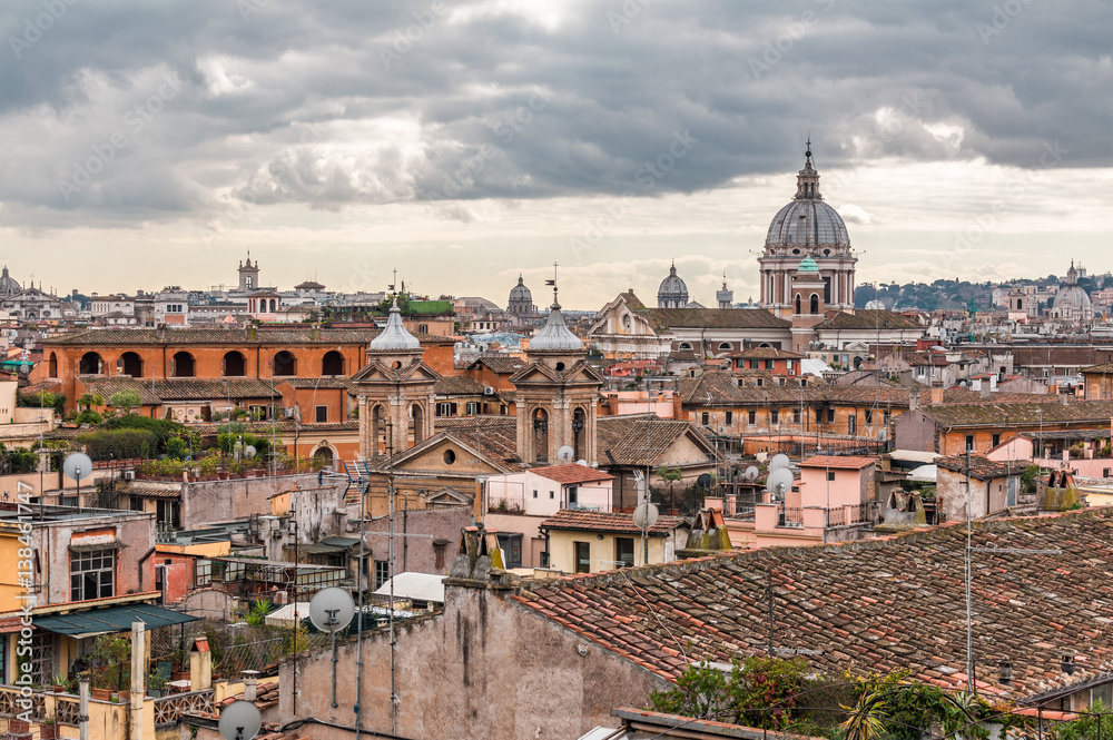 landscape of Rome with cloudy sky