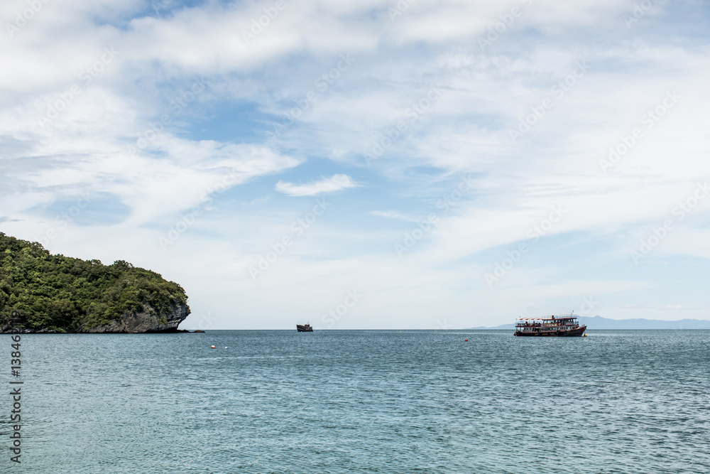 Koh Samui Thailand Ang thong national park Traditional fisherman boat anchored