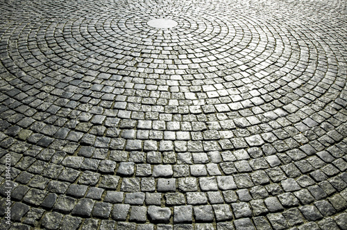 Schilderij op canvas Prague, round cobblestones, Czech Republic