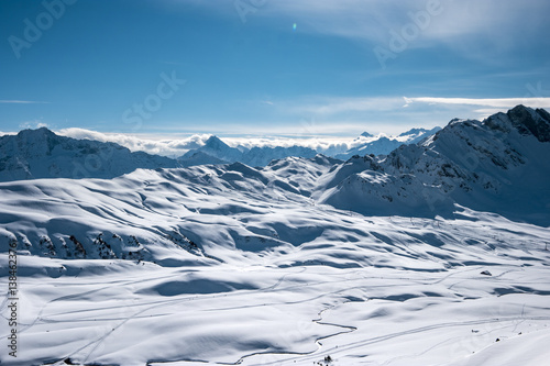 Winter in Swiss alps on a sunny day during a freeride session © mr_lemon
