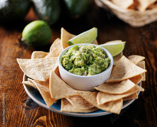 mexican guacamole and tortilla chips