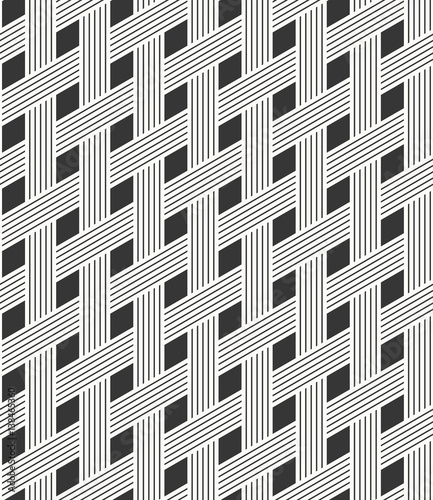 monochrome pattern of overlapping strips.