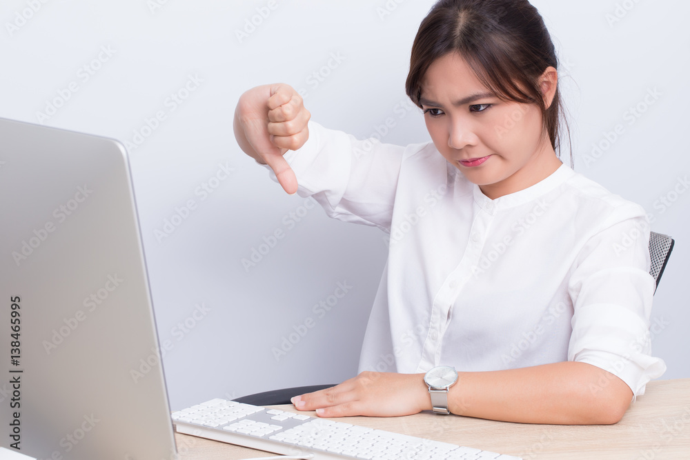 Woman making stop symbol in the office Woman making stop symbol in the office