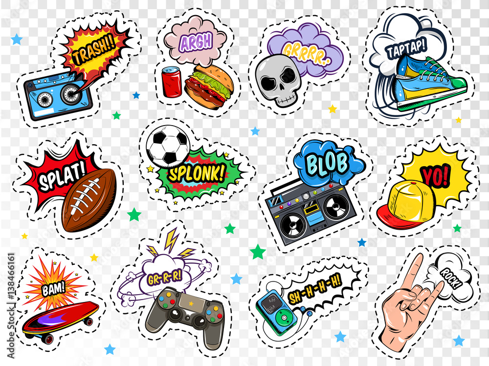 Comic Boys Stickers Set