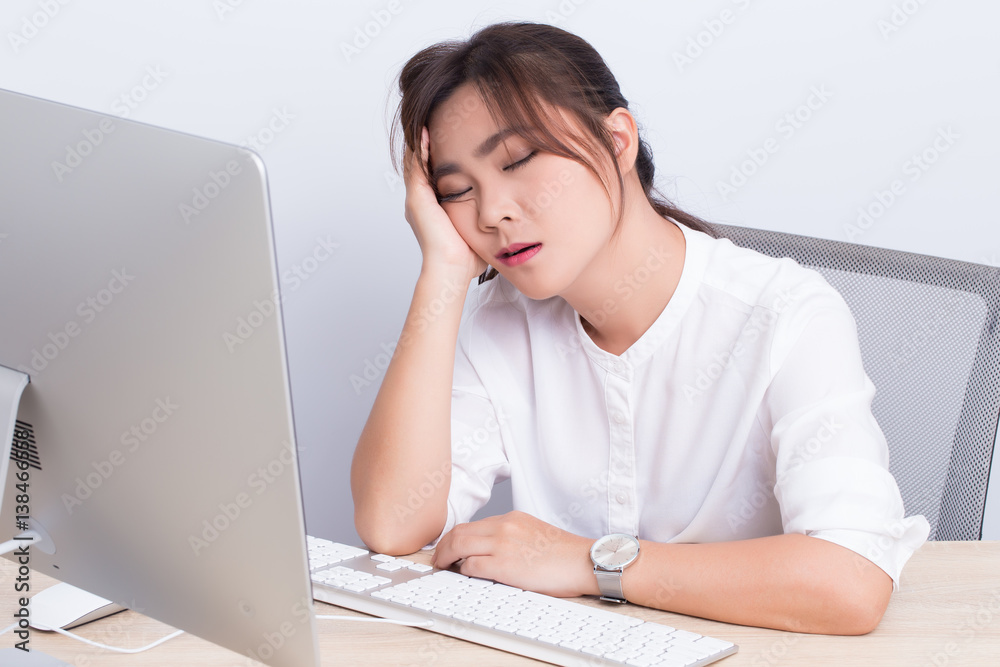 Woman take a nap at office Woman take a nap at office