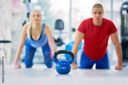 Fototapeta Naklejka Na Ścianę i Meble -  fitness kettlebell in sport gym