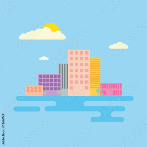 set of urban landscape and city life
