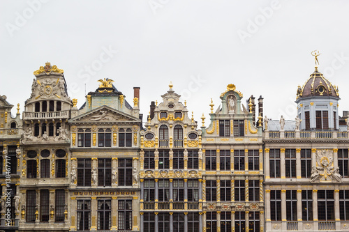 Facade of buildings in Grand Square in Brussels, Belgium