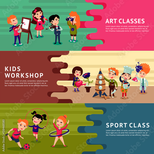 Children Hobbies Education Horizontal Banners