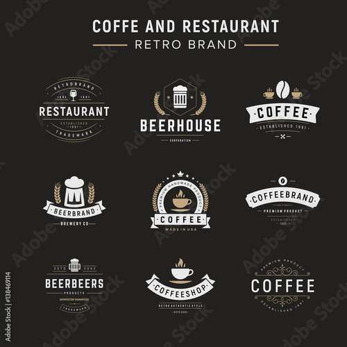 coffe and restaurant retro logo template