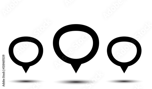 Vector icon. Sticker with shadow. Isolated on a white background. Three sticker with different size.