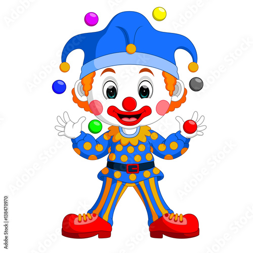 Obraz na plátně Cartoon clown playing balls