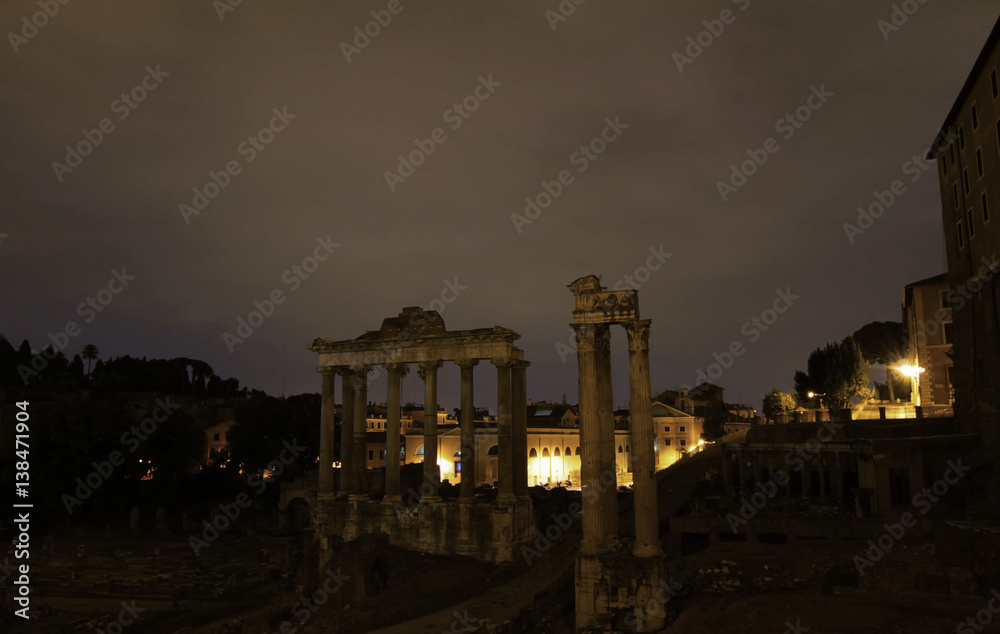 nigh view of imperial fora, rome