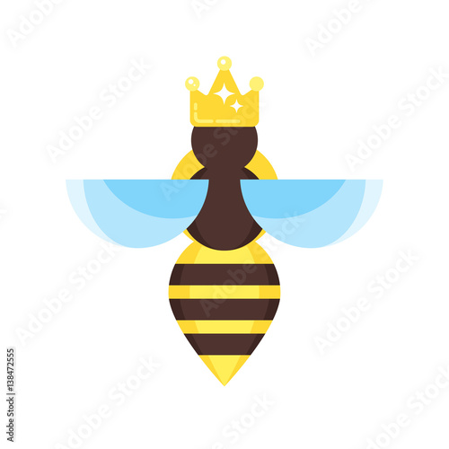 Vector flat style illustration of queen bee