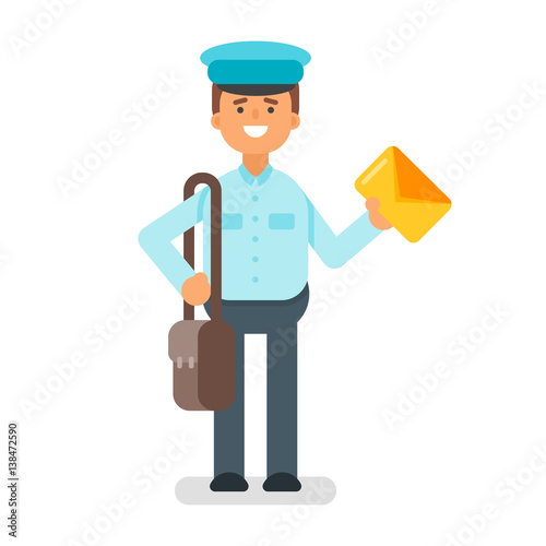 Vector flat style illustration of postman.