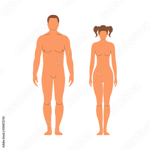 Man and woman.Human front side Silhouette. Isolated on White Background. Vector illustration.