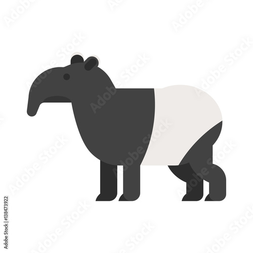 Vector flat style illustration of tapir.