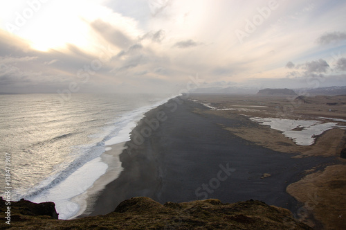 Black volcanic beach, Dyrholaey, Reynisfjara, Vik, Iceland photo