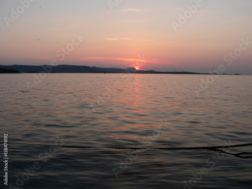 Beautiful sunset over croatian hrvatian sea