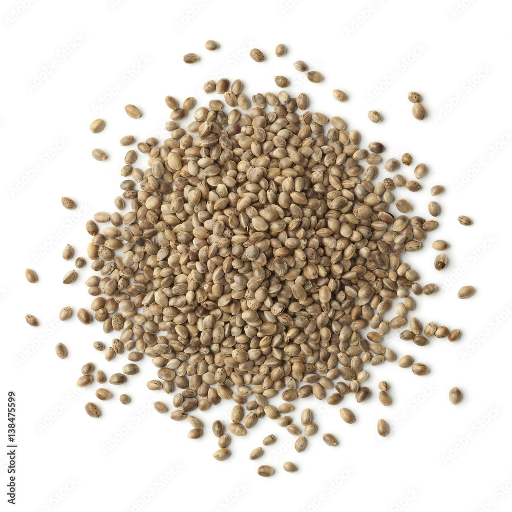 Heap of unshelled hemp seeds Heap of unshelled hemp seeds