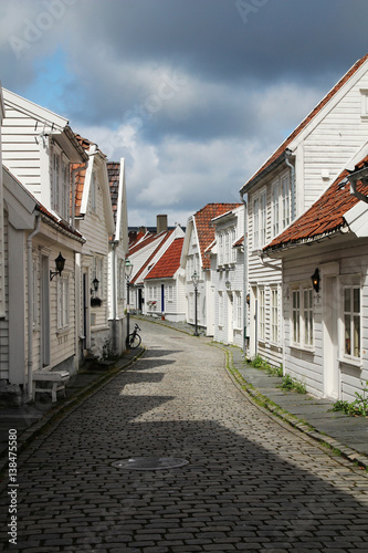 Decorated streets in the old town in Stavanger, Norway 