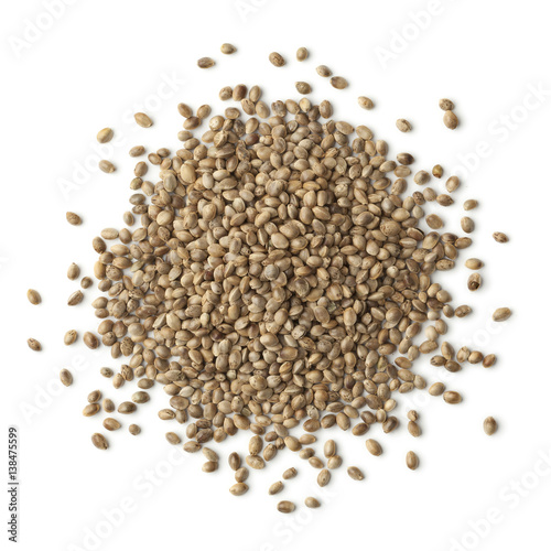 Heap of unshelled hemp seeds