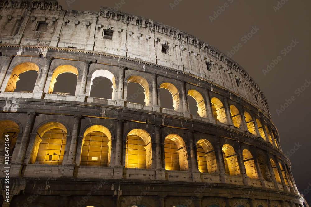 Colosseum in Rome at night, Italy, Europe.
