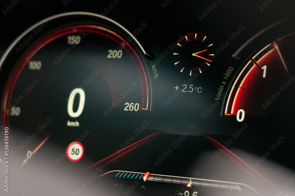 Digital speedometer of the car.
