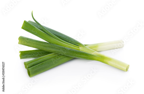 Green Japanese Bunching Onion on white background