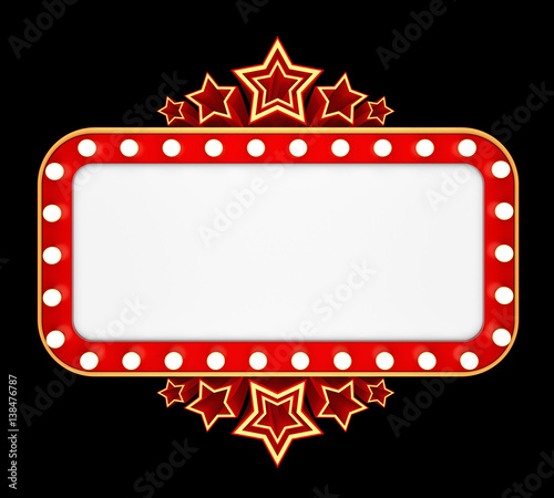 Retro banner with stars isolated on black background. 3D rendering