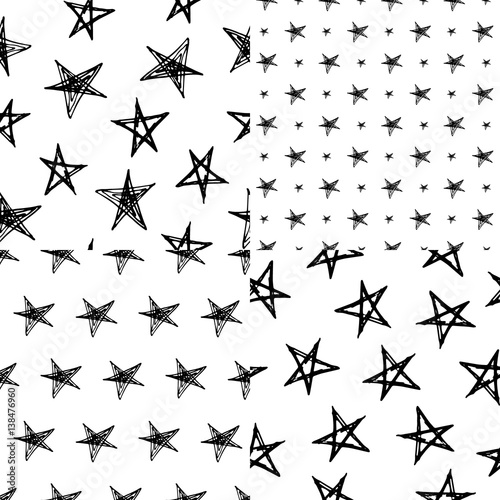 hand-drawn doodle seamless pattern with stars. © ninafedorova