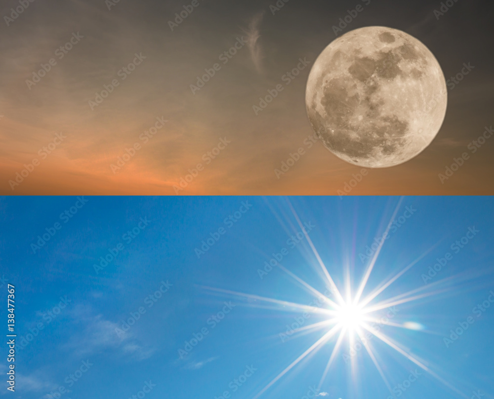 full moon and sun for background with free text space