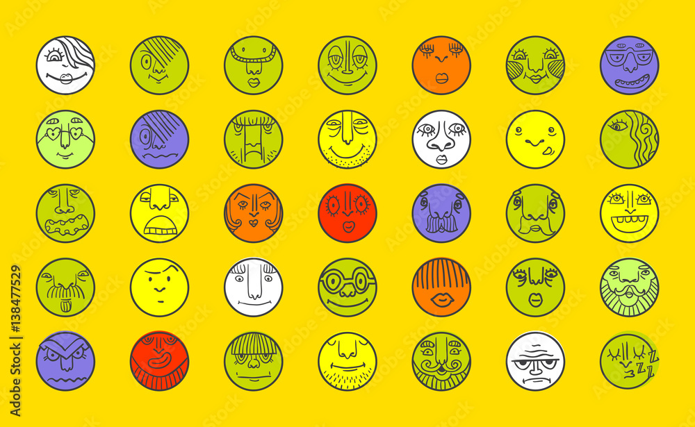 Smile cartoon circle icones Smile cartoon circle icones