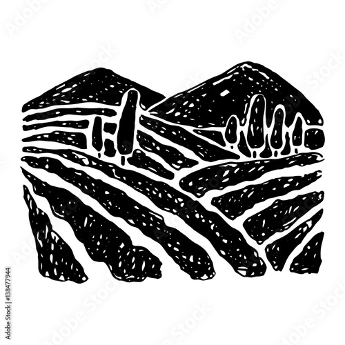 Hand drawn rural landscape.