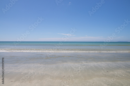 beautiful scene  tropical sea and beach with blue sky background