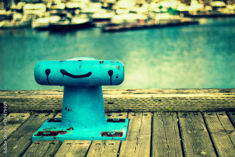 Naklejka premium smile at the harbour detail boat