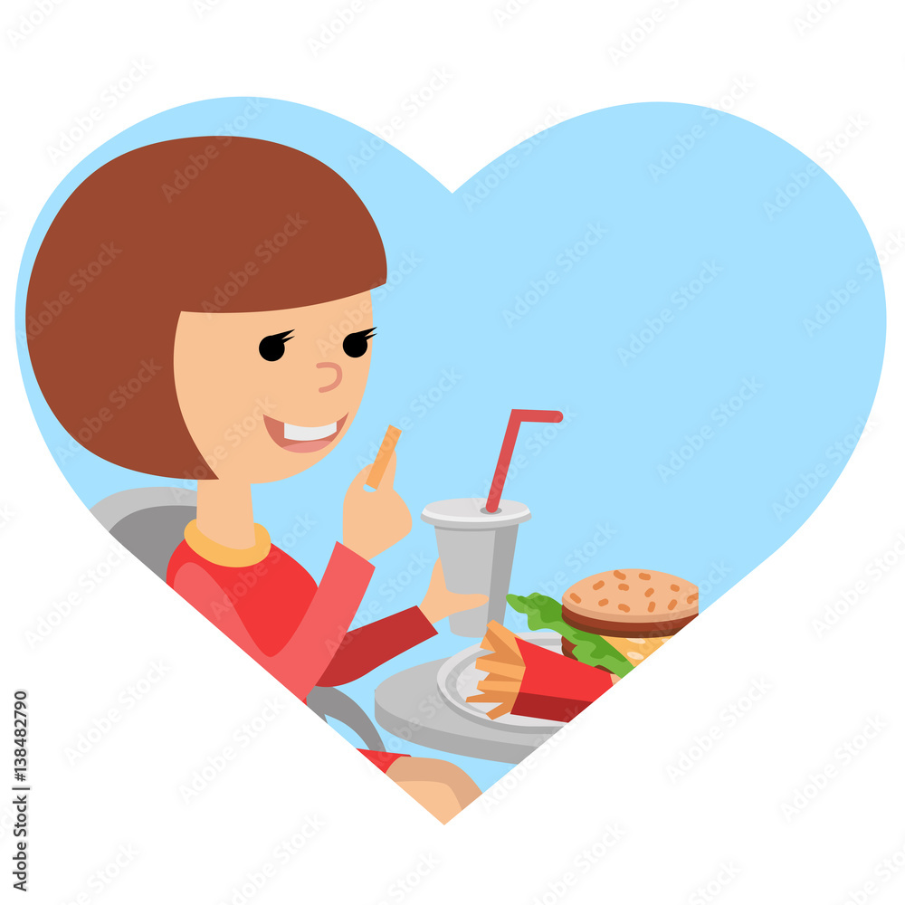 Girl with fast food in his hands. Girl with fast food in his hands.