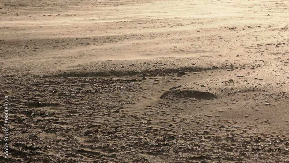 Wind blown sand on a deserted beach