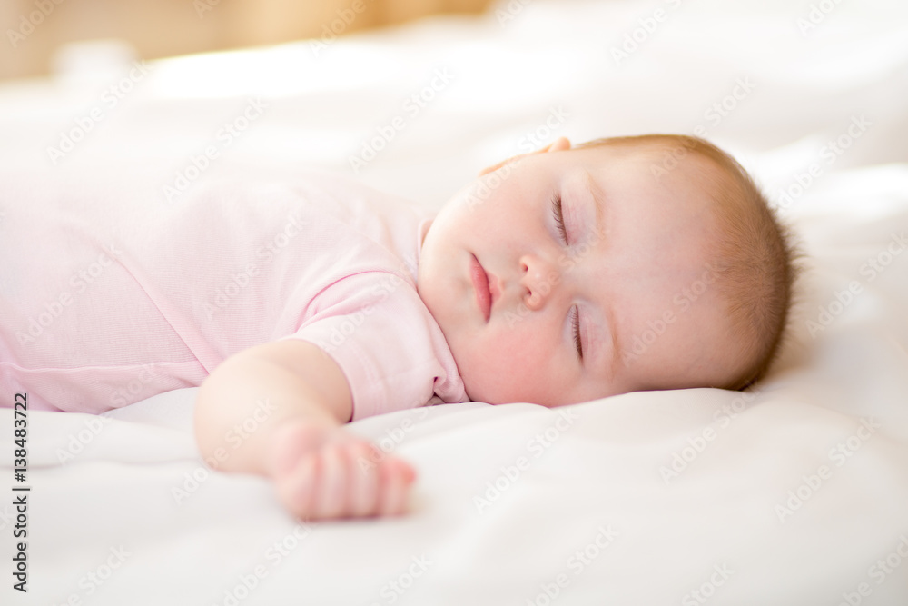 sweet baby infant sleeping on bed sweet baby infant sleeping on bed