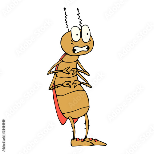 Colored beetle in cartoon style. A sketch of the insect. Vector isolated image. The emotion of fear. Prints, posters, printed materials, videos, mobile apps, web sites and print projects.