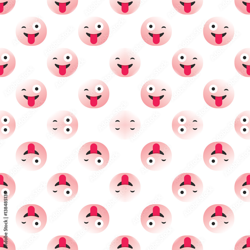 Seamless pattern, wicked, naughty emoji or emoticon fancy decorative
