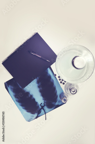 table in medical laboratory, poison, X-ray