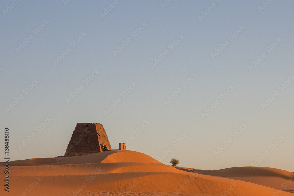 Meroe pyramids at sunrise.