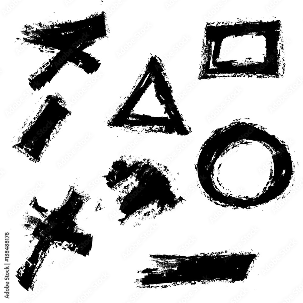 Obraz premium set black grunge shapes ink splash background