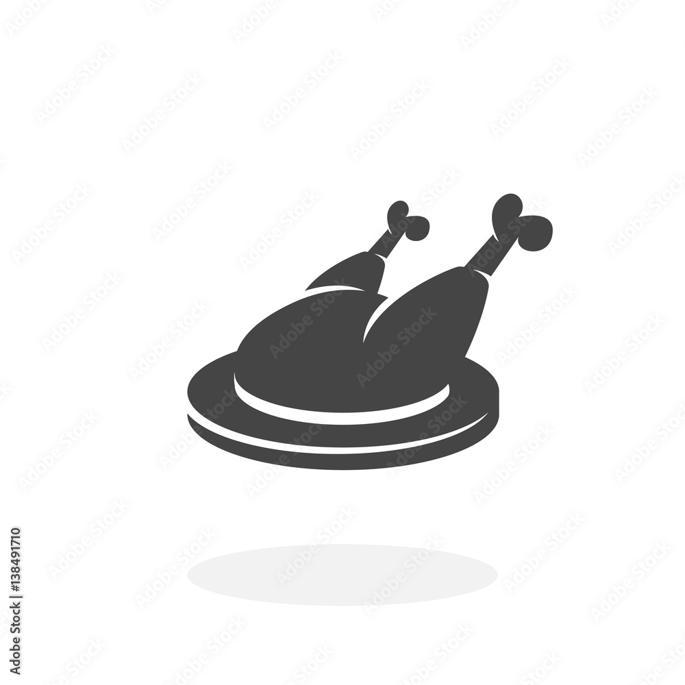 Chicken on a plate Icon. Vector logo on white background Chicken on a plate Icon. Vector logo on white background