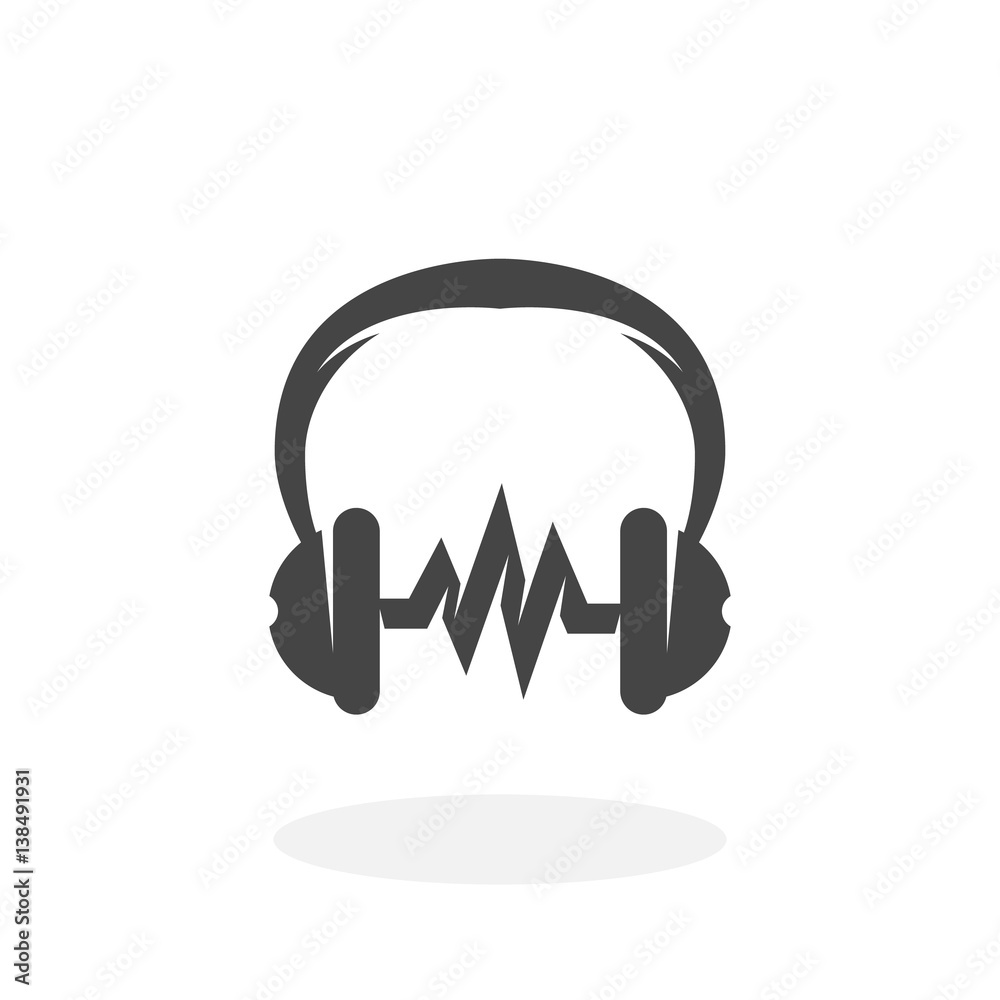 Music Icon. Headphones vector logo on white background Stock Vector | Adobe  Stock