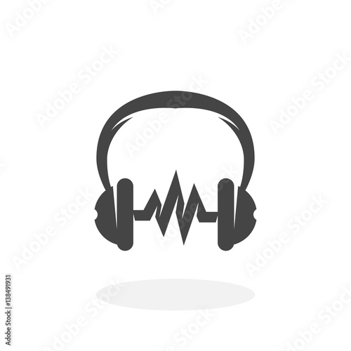Music Icon. Headphones vector logo on white background