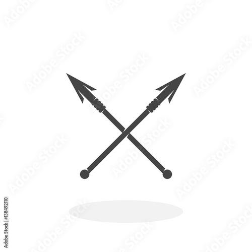 Crossed spears Icon. Vector logo on white background