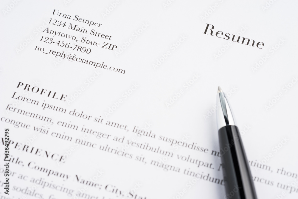 Resume with pen Resume with pen